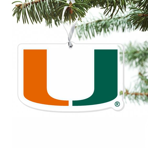 Miami Hurricanes U Logo Clear Acrylic Ornament