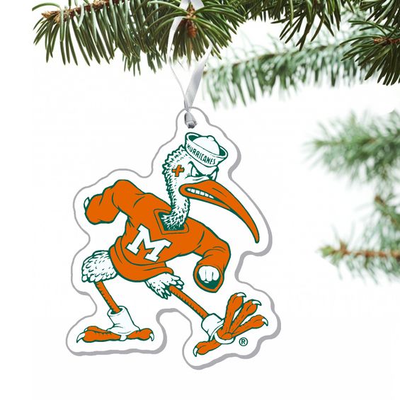 Miami Hurricanes Sebastian Clear Acrylic Ornament