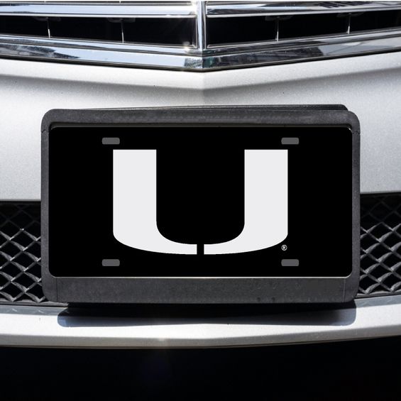 Miami Hurricanes U Logo Whiteout License Plate
