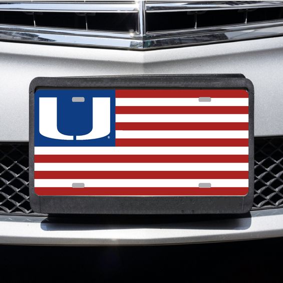 Miami Hurricanes U American Flag License Plate