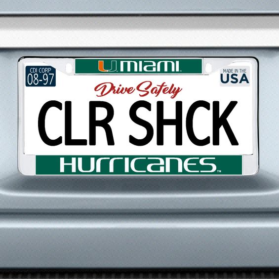 Miami Hurricanes Color Shock Heavy Duty Chrome License Plate Frame