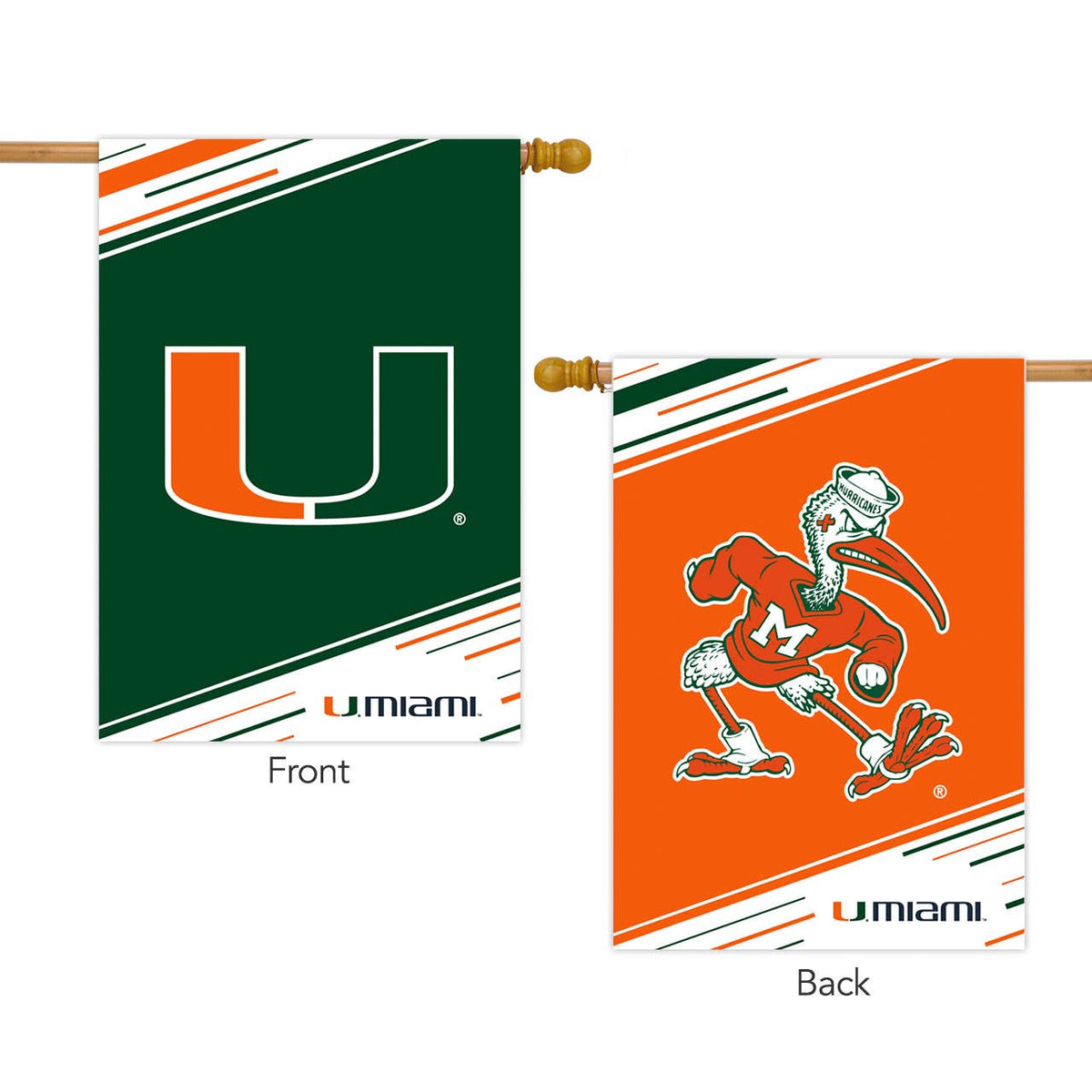 Miami Hurricanes Vertical Double-Sided House Flag - Sebastian/U
