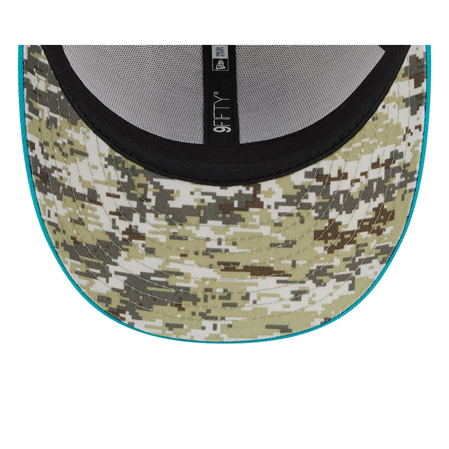 Miami Dolphins New Era 2023 Salute to Service 9Fifty Low Profile Snapback Hat - Stone/Aqua