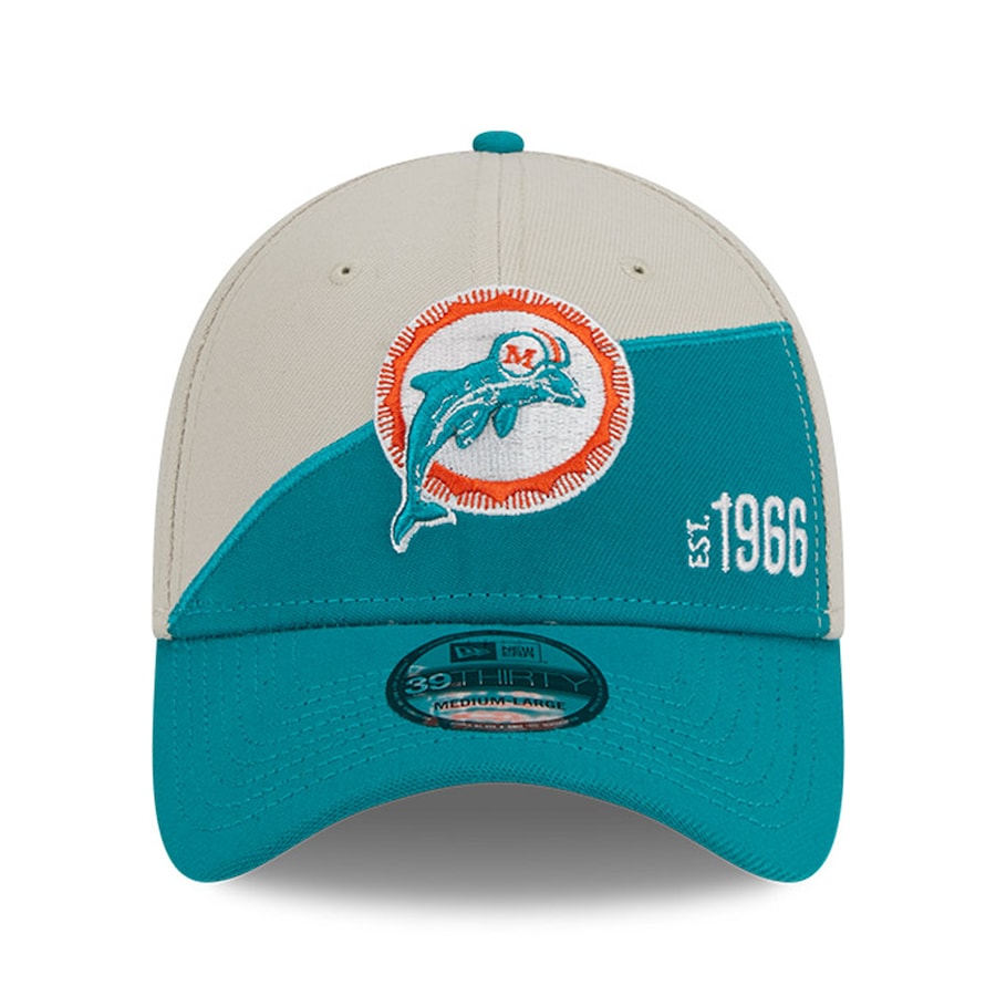 Miami Dolphins New Era 2023 Throwback Sideline 9Twenty Adjustable Hat - Cream/Aqua