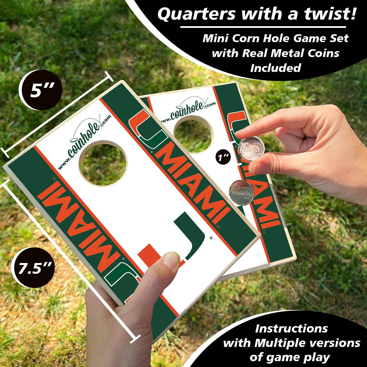 University of Miami Coinhole® Tabletop Game Set