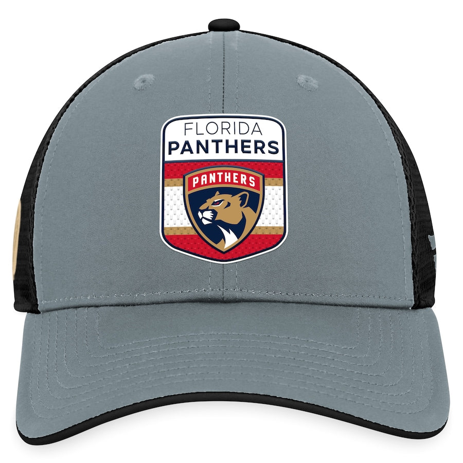 Florida Panthers Fanatics Authentic Pro Home Ice Trucker Adjustable Hat -Grey/Black