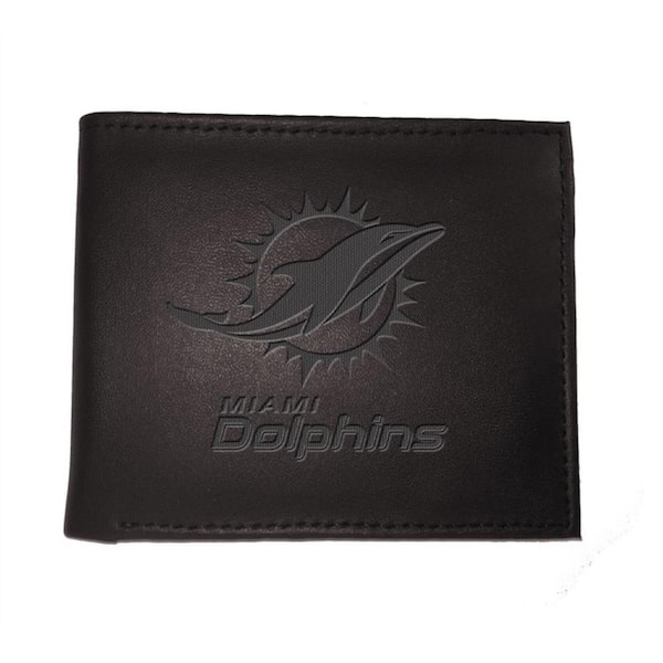 Miami Dolphins Bi-Fold Wallet w/Embossed Logo - Black