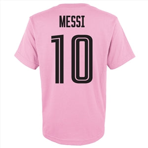 Lionel Messi Inter Miami CF Youth Name & Number T-Shirt - Pink