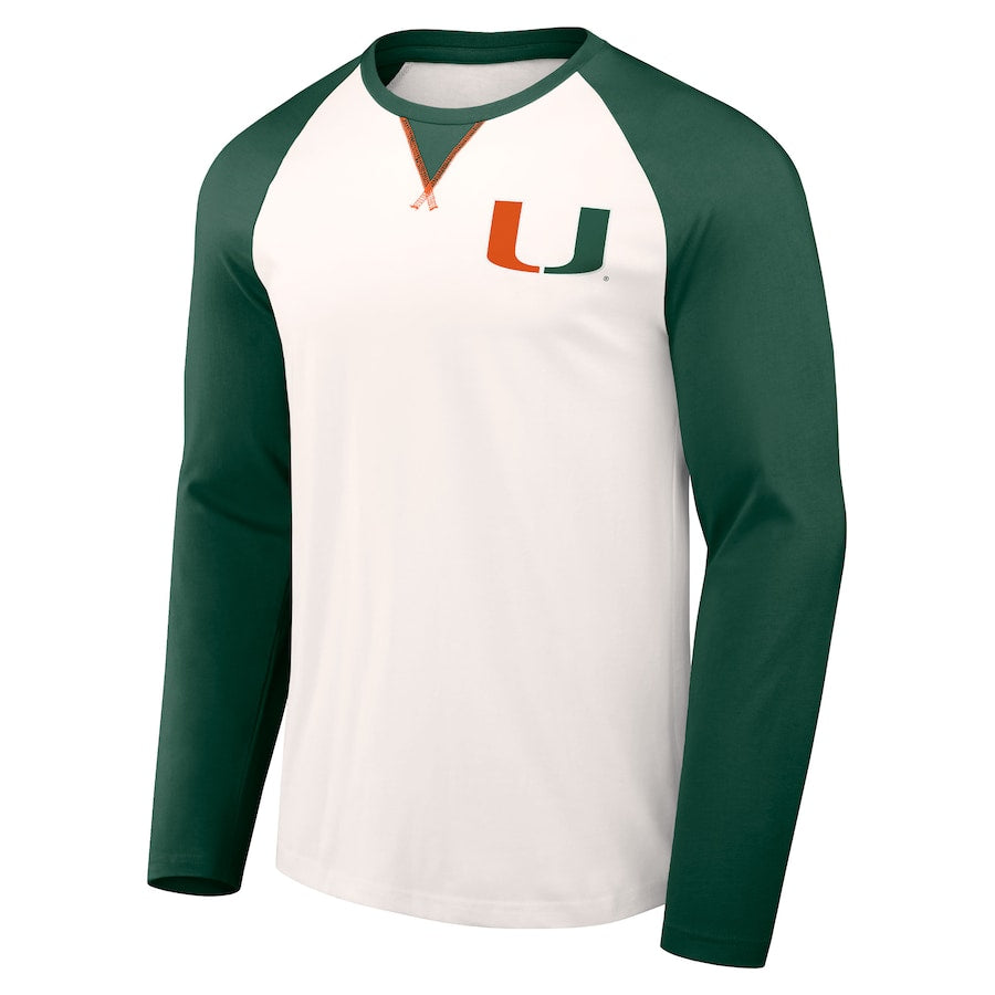 Miami Hurricanes Darius Rucker L/S Raglan T-Shirt - Light Cream/Green