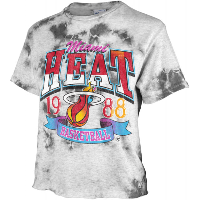 Miami Heat '47 Brand Smoke Quartz Tie Dye Alley Crystal Vintage Crop T-Shirt