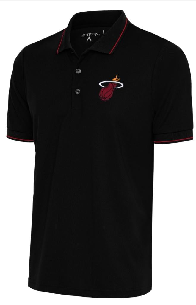 Miami Heat Antigua Affluent Polo Primary  Logo  - Black/Red