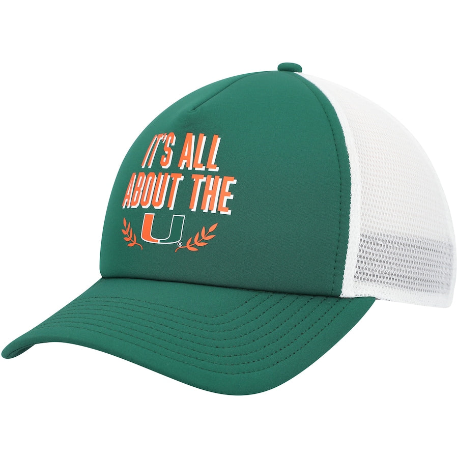 Miami Hurricanes adidas Locker Slogan Foam Trucker Hat - Green/White