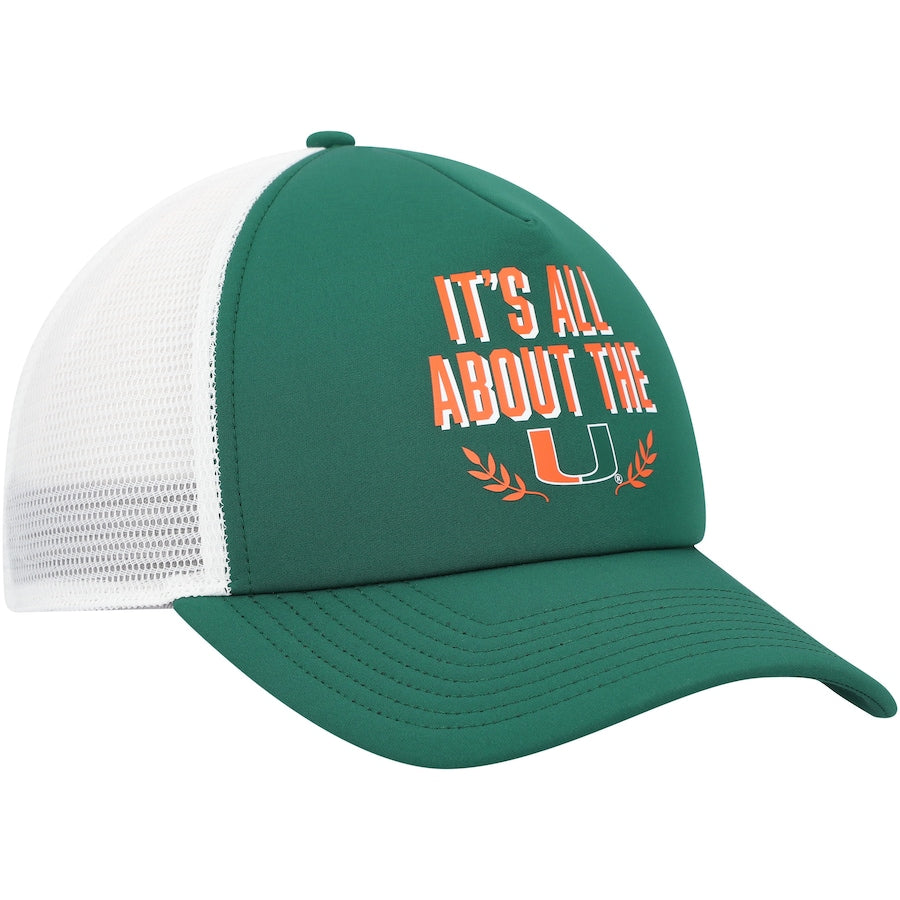 Miami Hurricanes adidas Locker Slogan Foam Trucker Hat - Green/White