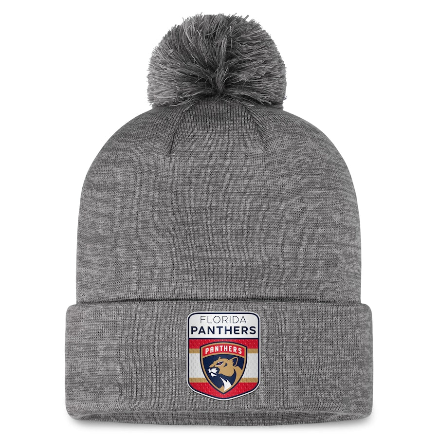 Florida Panthers Fanatics Authentic Pro Home Ice Cuffed Knit Hat with Pom - Grey