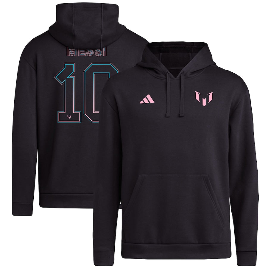 Lionel Messi adidas Name & Number Fleece Pullover Hoodie - Black