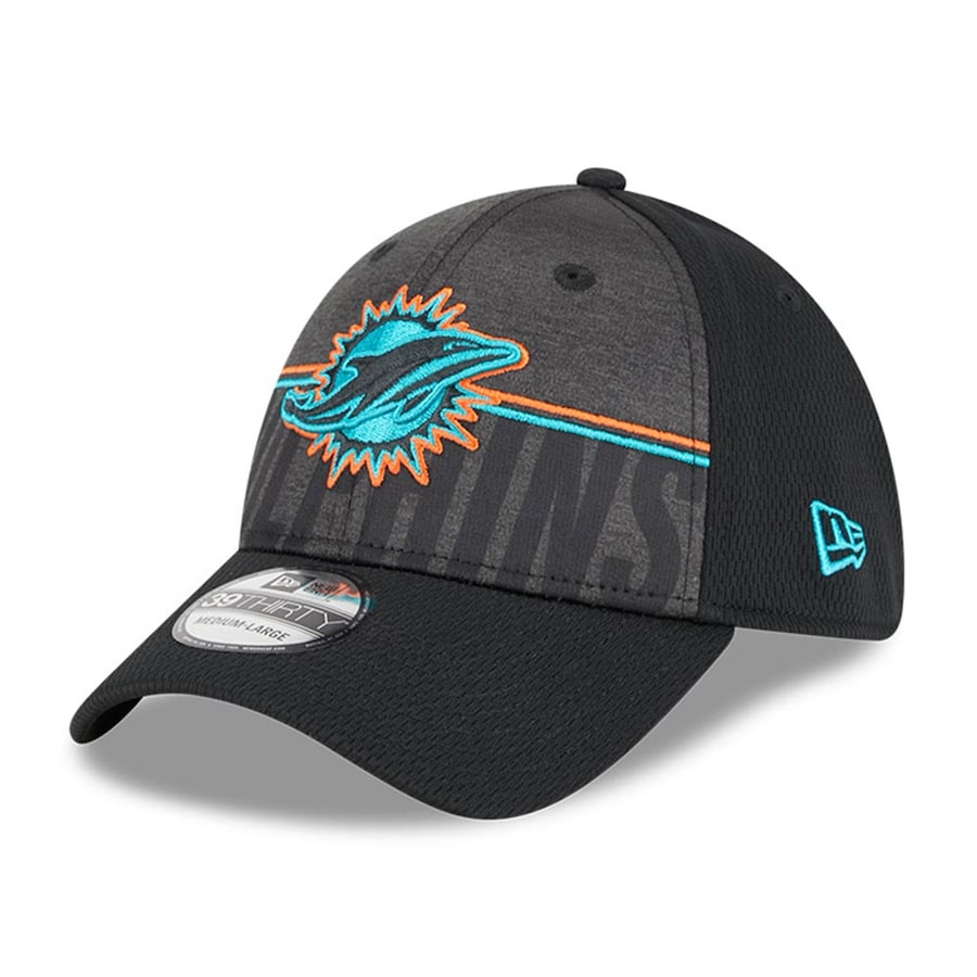 Miami Dolphins New Era 2023 NFL Training Camp Team Colorway 39THIRTY Flex Fit Hat - Black