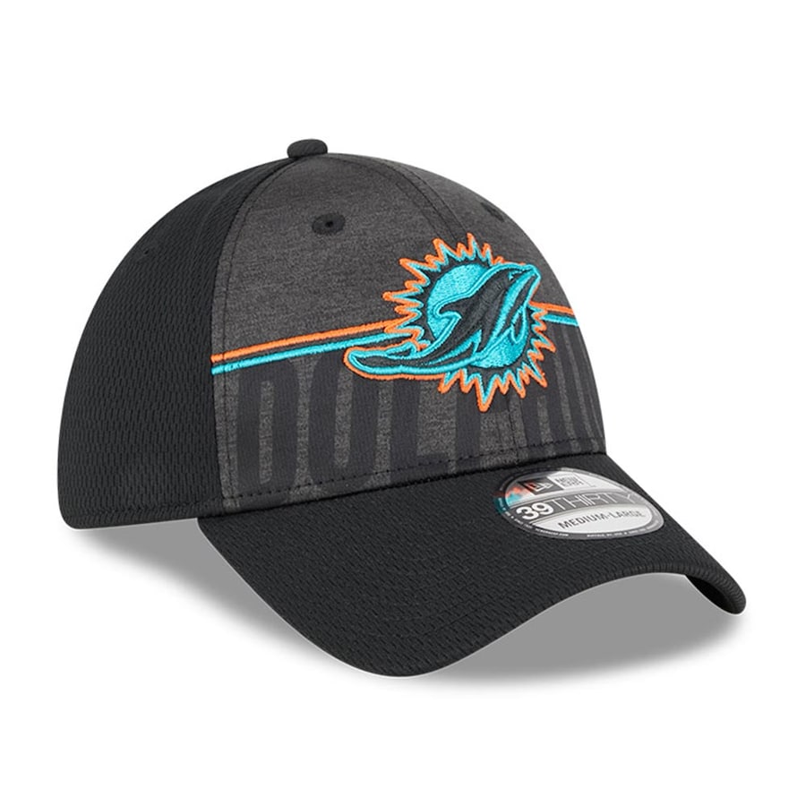 Miami Dolphins New Era 2023 NFL Training Camp Team Colorway 39THIRTY Flex Fit Hat - Black