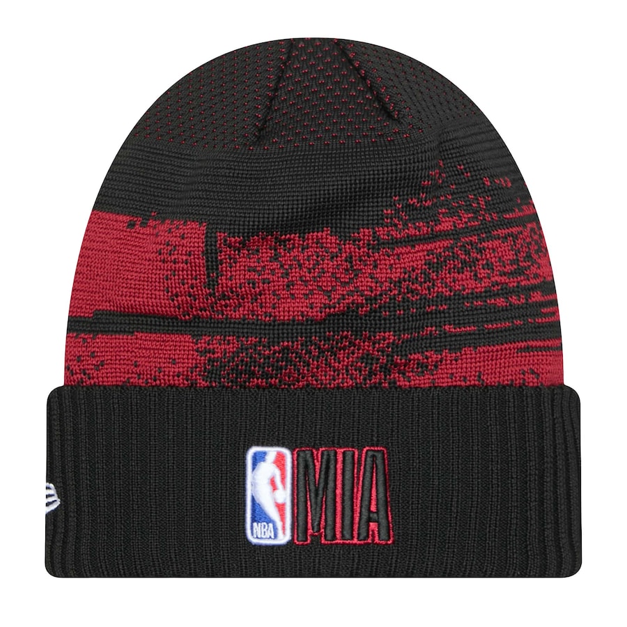 Miami Heat New Era Tip Off Knit Beanie Black Red