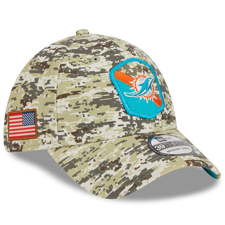 Miami Dolphins New Era 2023 Salute to Service 39Thirty Flex Hat