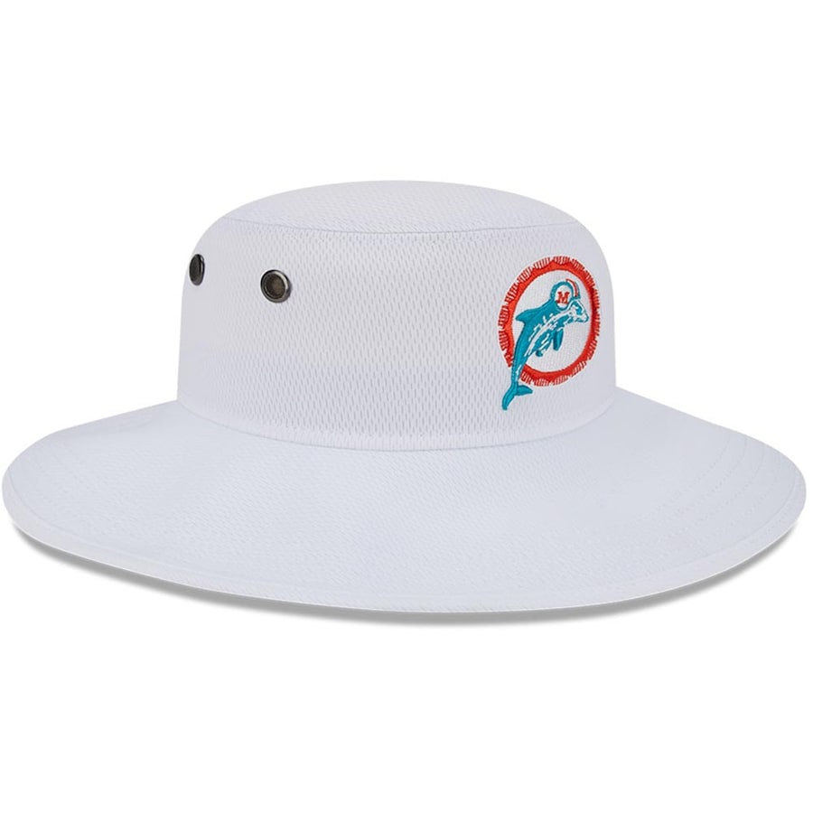 Miami Dolphins New Era White 2023 NFL Training Camp Throwback Panama Bucket Hat - White