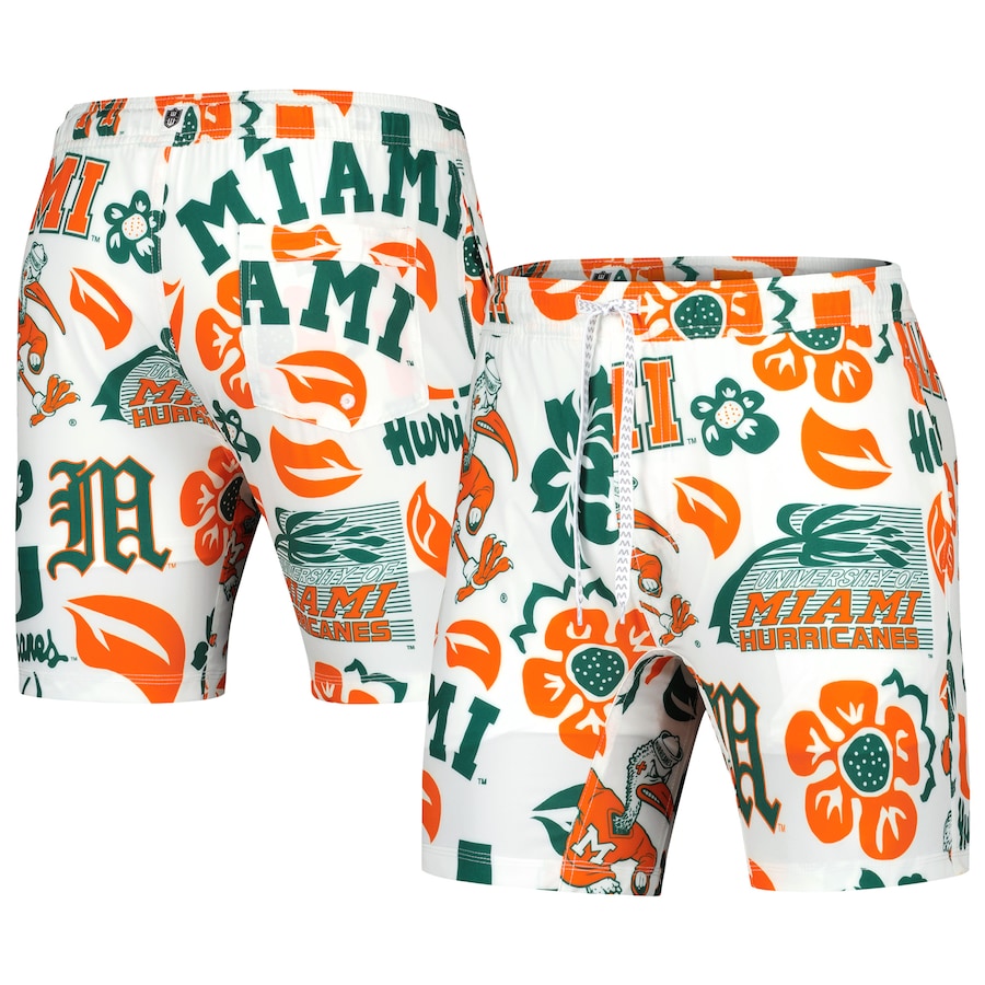 Miami Hurricanes Wes & Willy Vault Tech Swimming Trunks - White