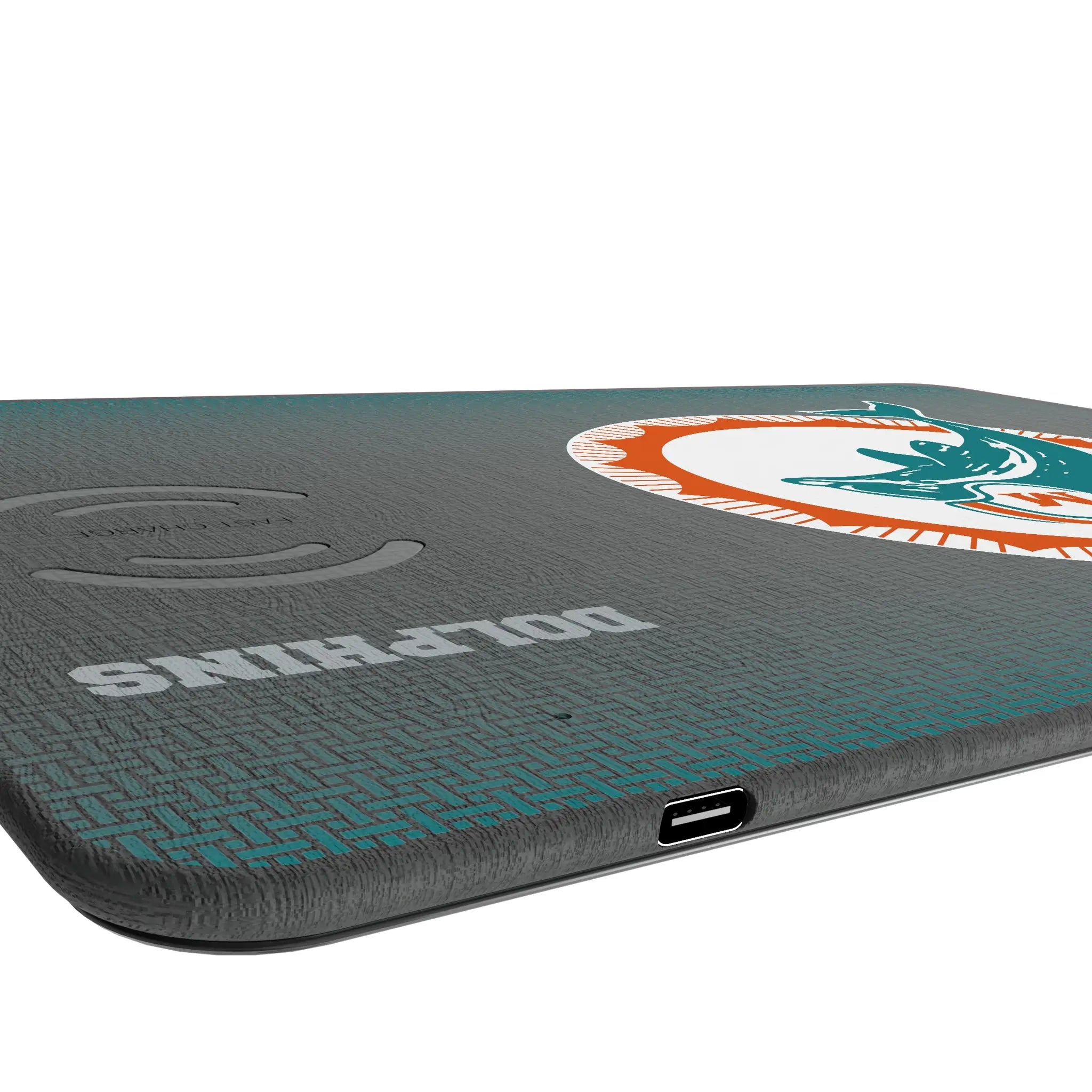 Miami Dolphins 1966-1973 Historic Collection Linen 15-Watt Wireless Charger and Mouse Pad