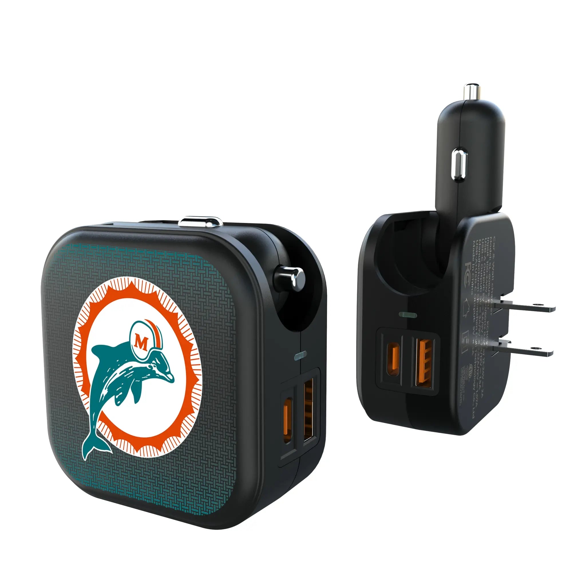 Miami Dolphins 1966-1973 Historic Collection Linen 2 in 1 USB A/C Charger