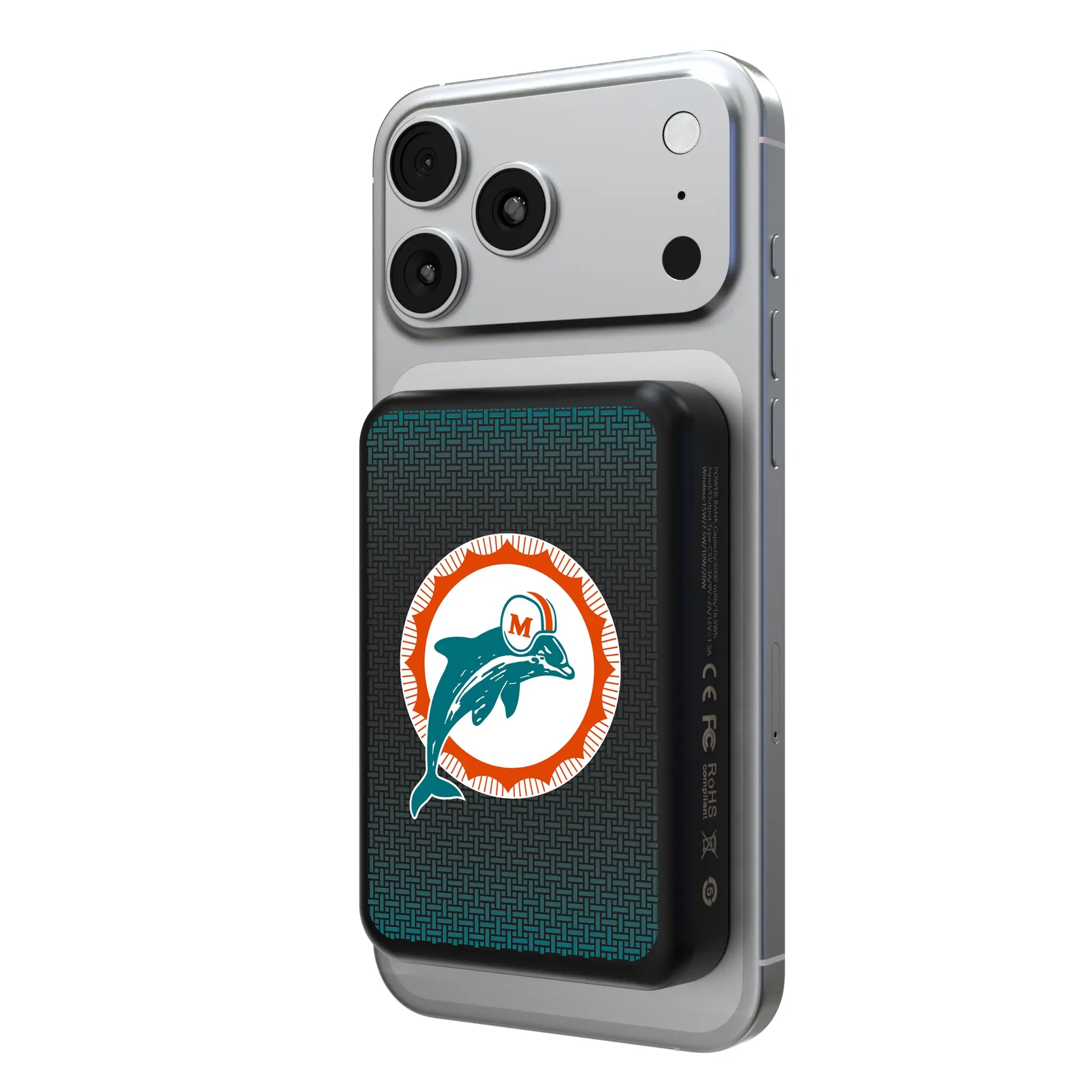 Miami Dolphins 1966-1973 Historic Collection Linen Wireless Mag Power Bank