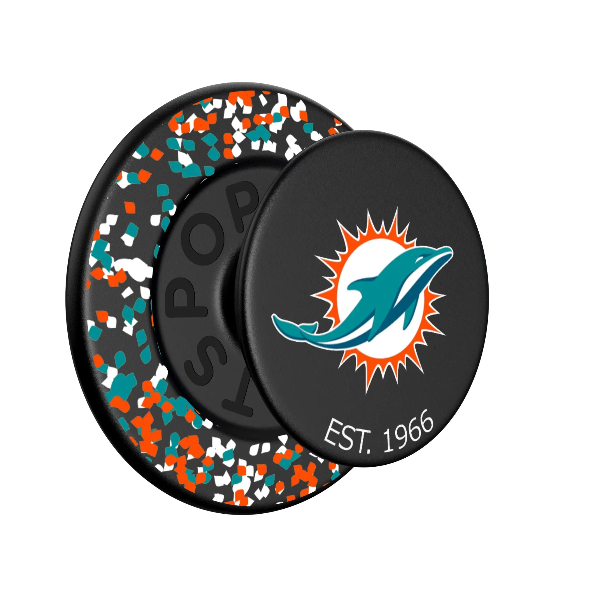 Miami Dolphins Confetti PopSockets Magnetic Phone Grip and Stand
