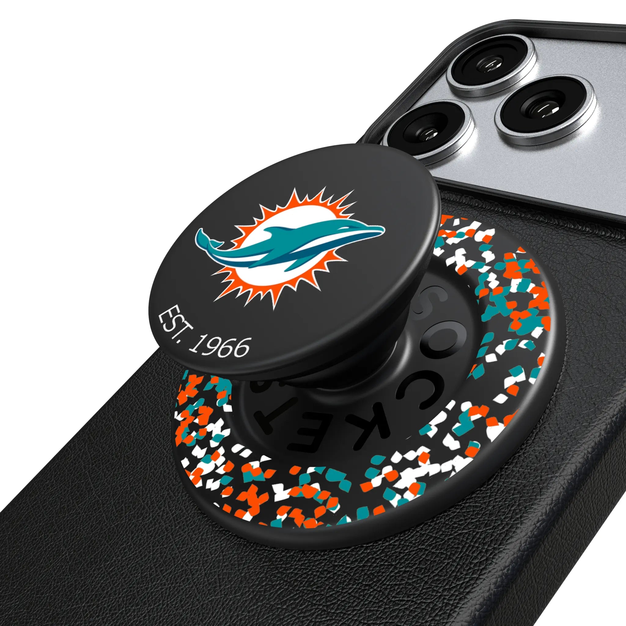 Miami Dolphins Confetti PopSockets Magnetic Phone Grip and Stand