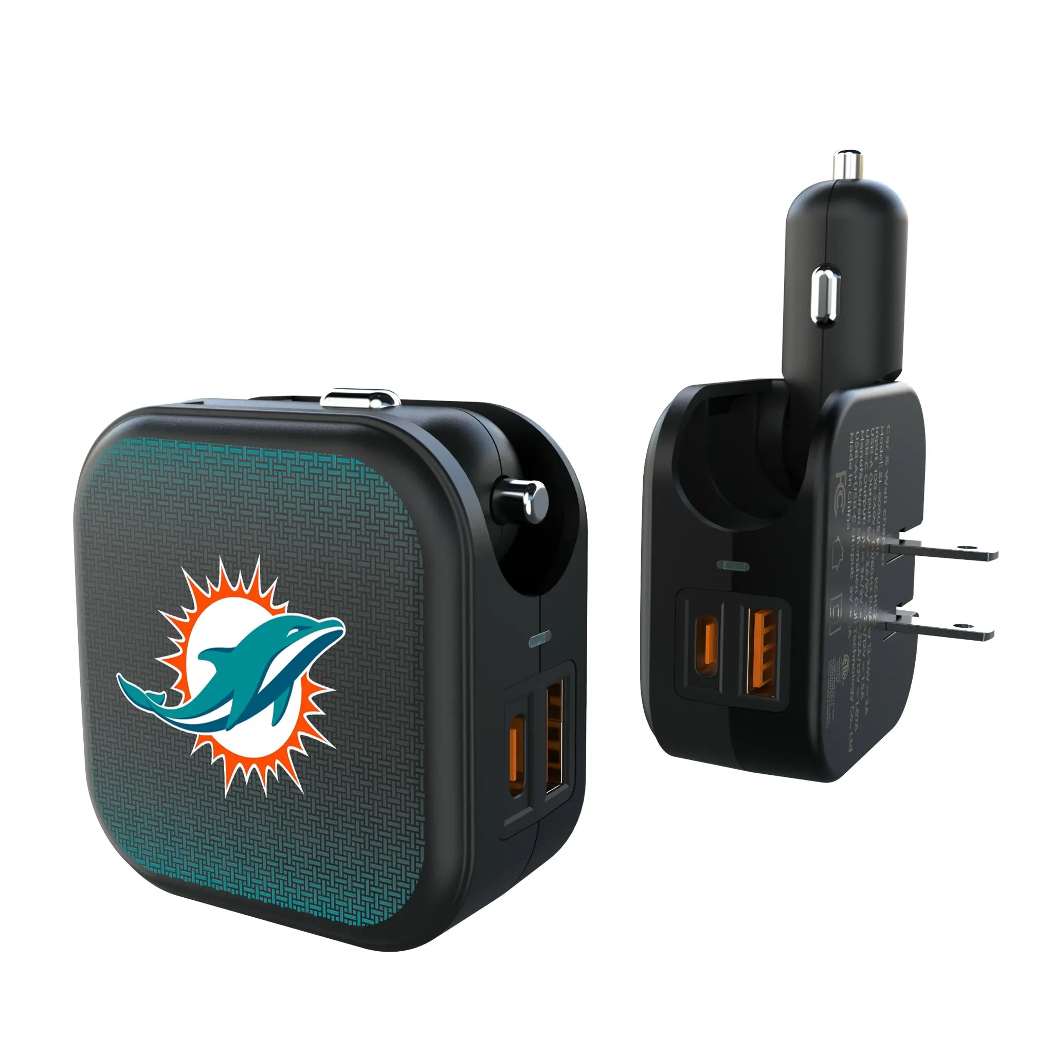 Miami Dolphins Linen 2 in 1 USB A/C Charger