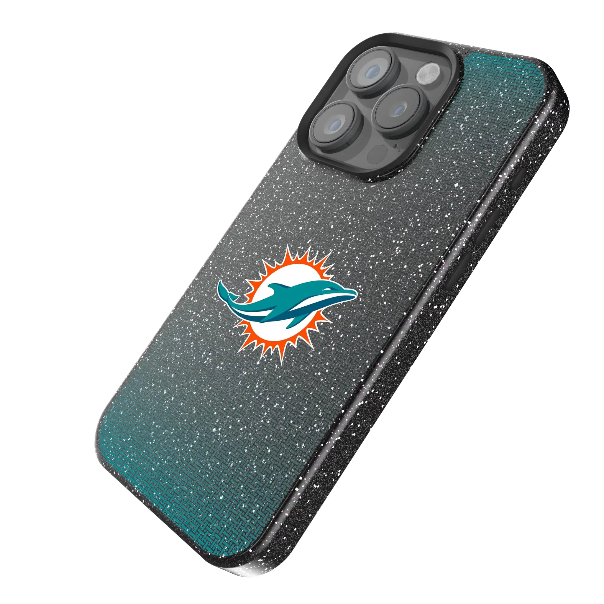 Miami Dolphins Linen Black Bling Phone Case for Apple iPhone