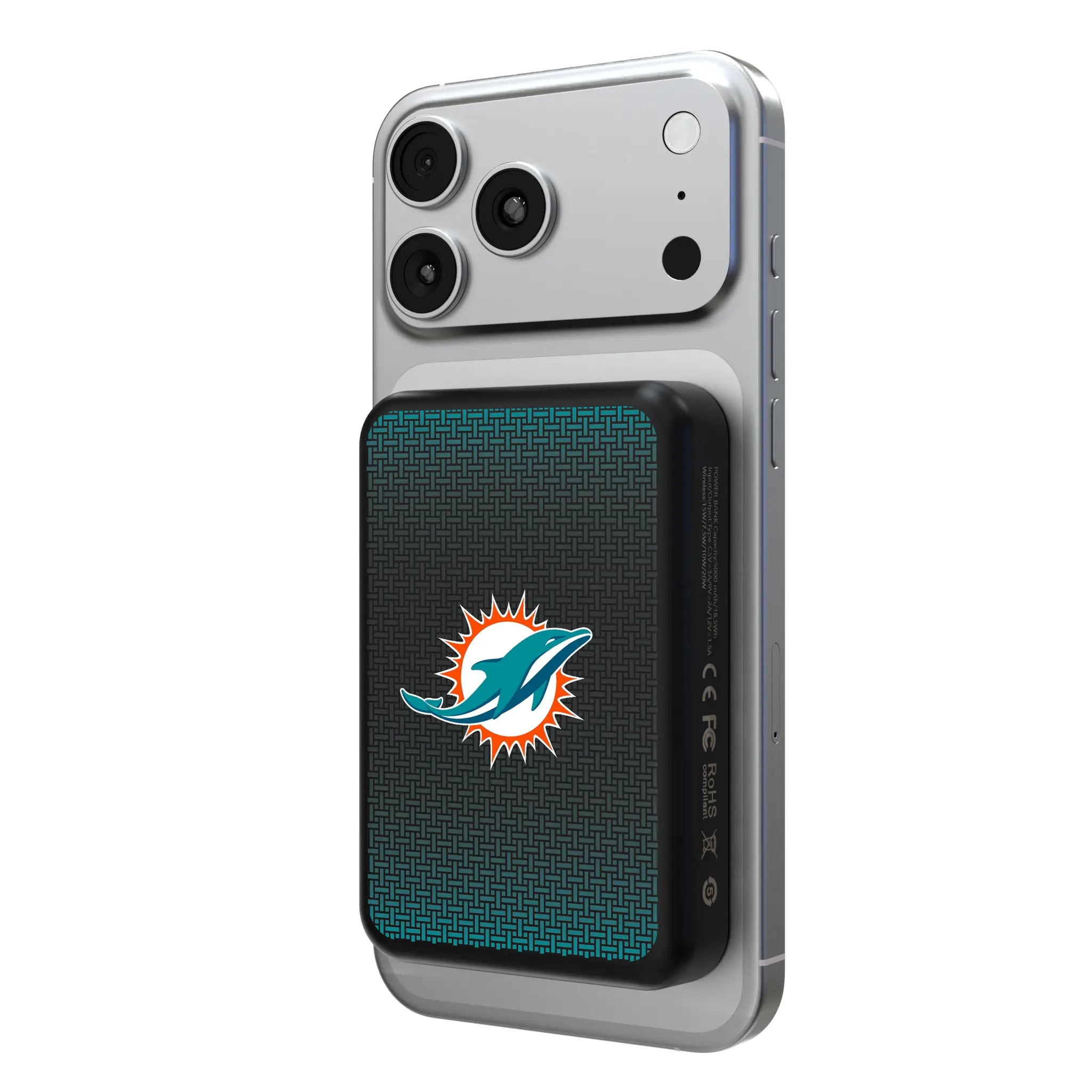 Miami Dolphins Linen Wireless Mag Power Bank