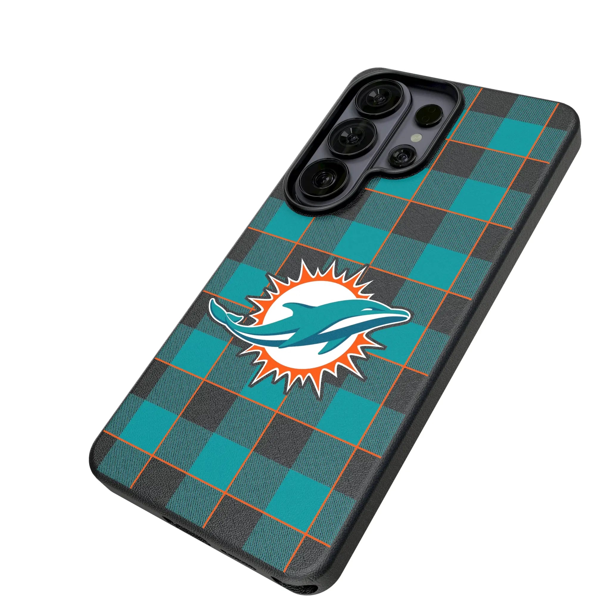 Miami Dolphins Plaid MagSafe Compatible Phone Case for Samsung Galaxy