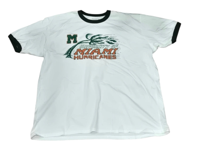 Miami Hurricanes Reserve Collection Vintage Logo Ringer T-Shirt - White