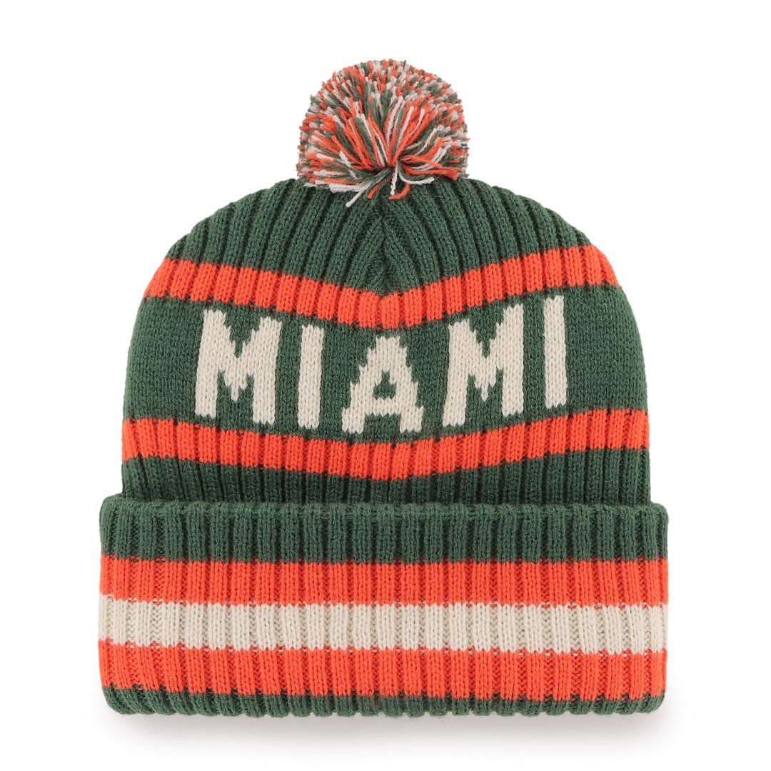 Miami Hurricanes '47 Royal Legacy Bering Cuff Knit Beanie With Pom - Green