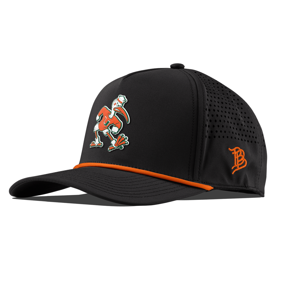 Miami Hurricanes Branded Bills "Sebastian the Ibis" Curved 5 Panel Rope Hat - Black