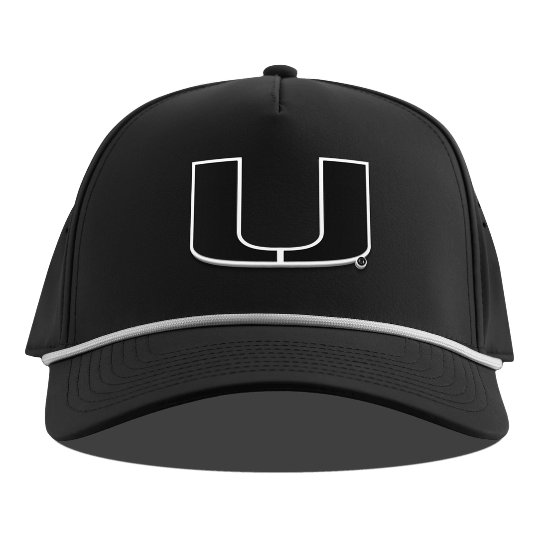 Miami Hurricanes Branded Bills "Vintage UMiami Team Logo" Curved 5 Panel Rope Hat - Black