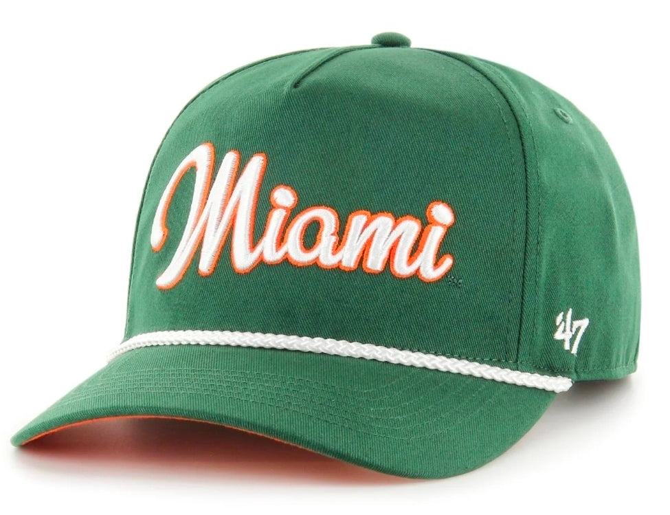 Miami Hurricanes 47 Brand Overhand Script Rope MVP Hat - Green