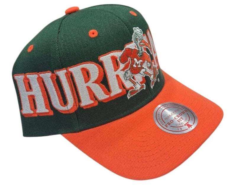 Miami Hurricanes Mitchell & Ness Cross Over Pro Crown Snapback Hat - Green