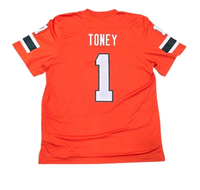 Miami Hurricanes Malachi Toney ReplicaJersey # 1 - Orange