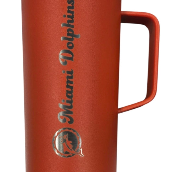 Miami Dolphins 18 oz Laser Etched Roadie Cup w/Handle - Orange