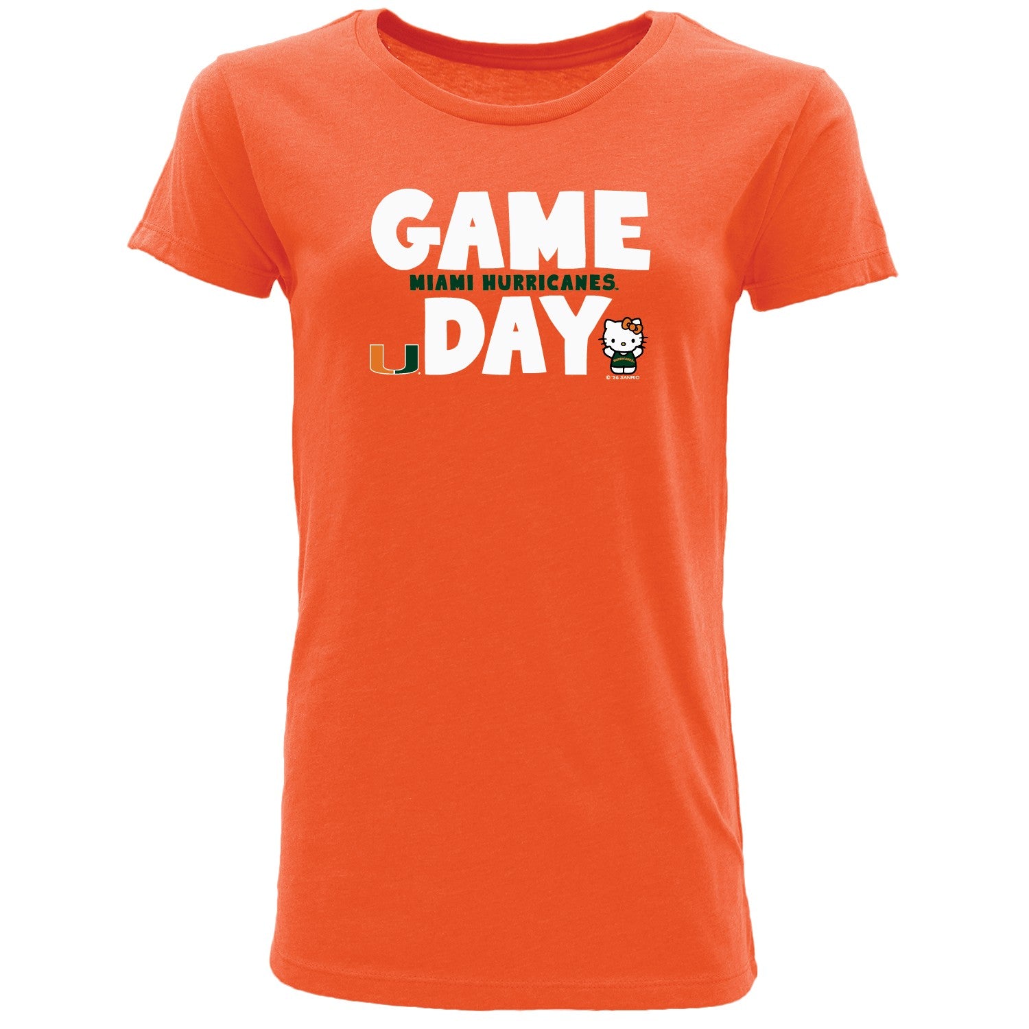 Miami Hurricanes Women's Hello Kitty Game DayT-Shirt - Orange