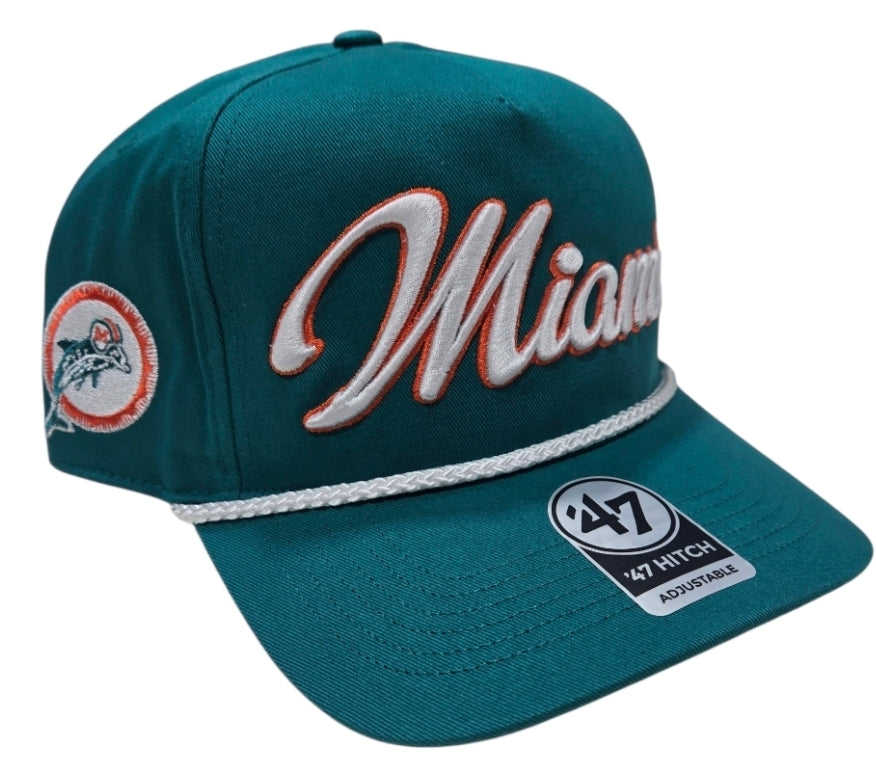 Miami Dolphins '47 Brand Historic Hitch Adjustable Rope Hat - Aqua