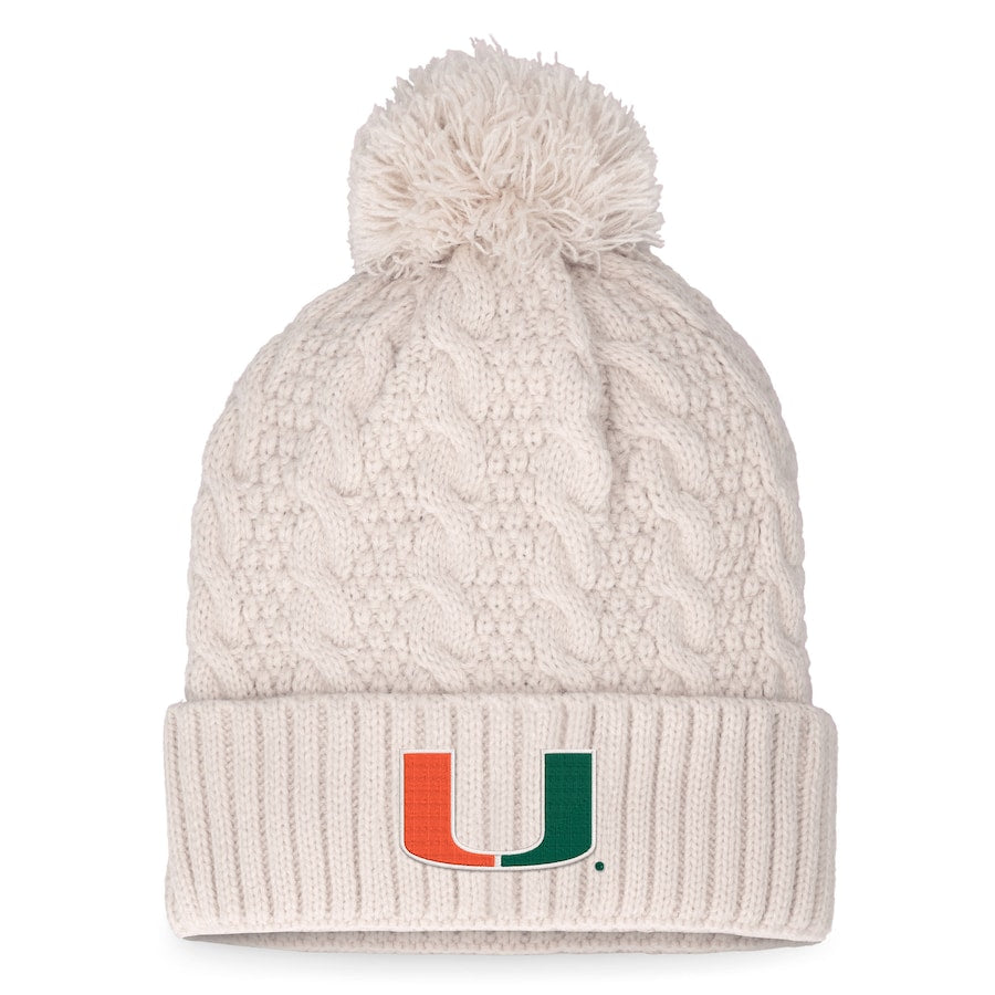 Miami Hurricanes Top of the World Pearl Cuffed Knit Beanie - Cream