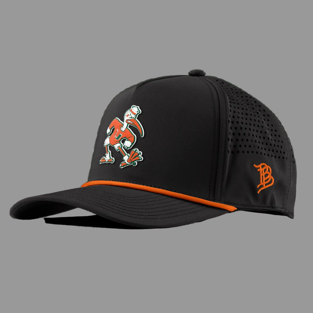 Miami Hurricanes Branded Bills "Sebastian the Ibis" Curved 5 Panel Rope Hat - Black