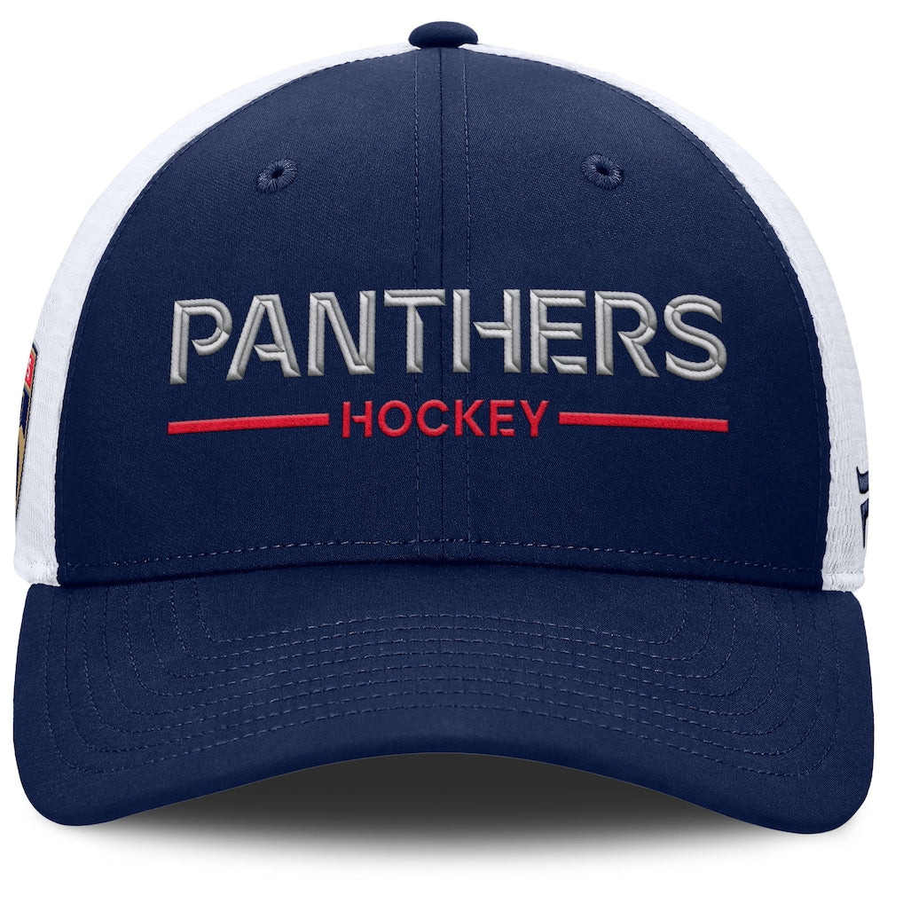 Florida Panthers Fanatics Authentic Pro Rink Wordmark Trucker Snapback Hat - Navy/White