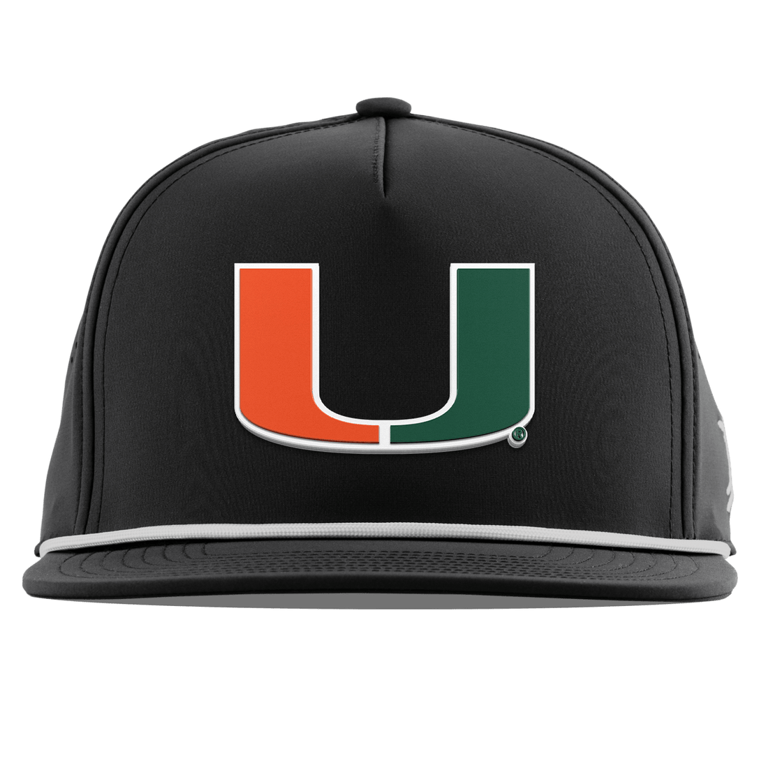 Miami Hurricanes Branded Bills "Miami Team Logo" Flat 5 Panel Rope Hat - Black