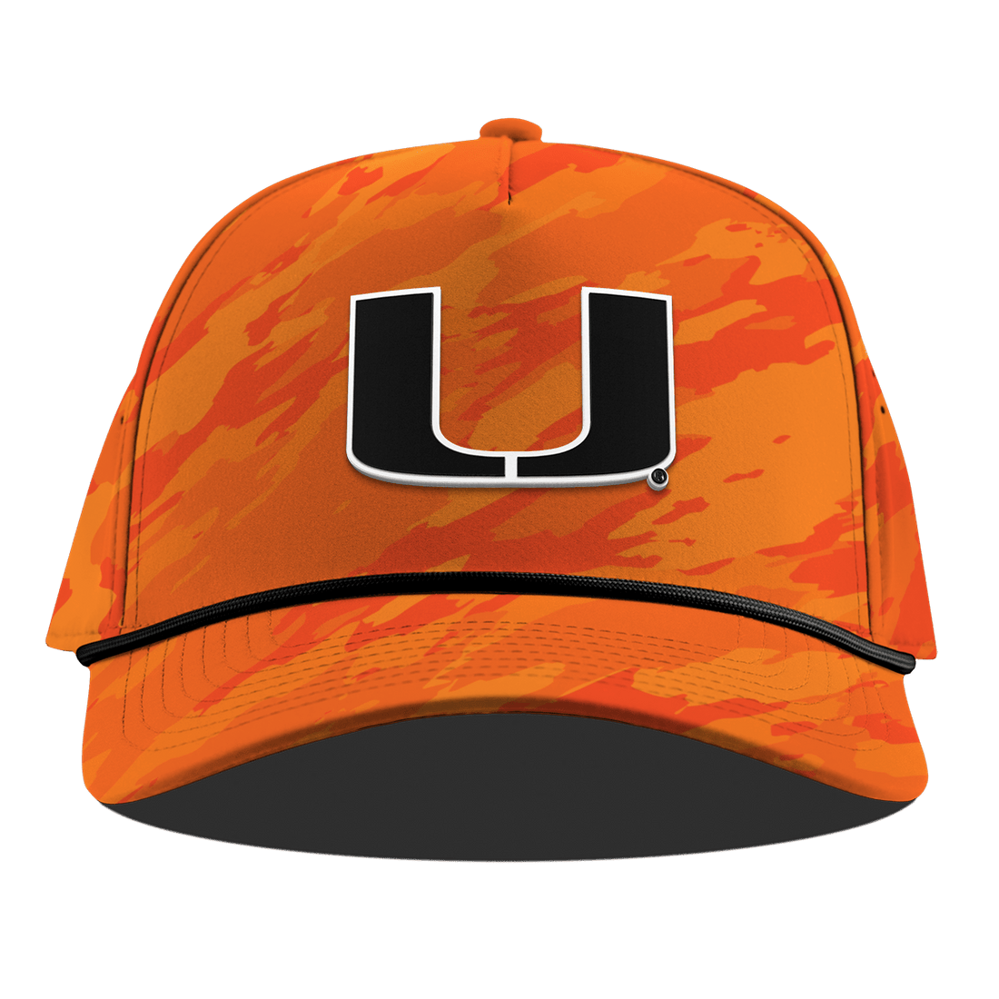 Miami Hurricanes Branded Bills "Vintage UMiami Team Logo" Curved 5 Panel Rope Hat - Orange