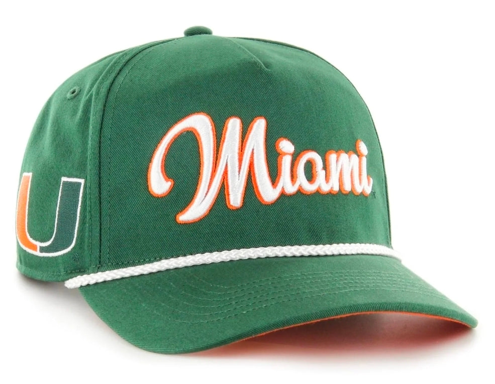 Miami Hurricanes 47 Brand Overhand Script Rope MVP Hat - Green